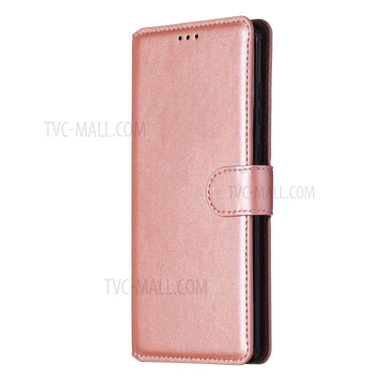 Solid Color Flip Leather Wallet Phone Cover for Samsung Galaxy S20 Plus - Rose Gold-5