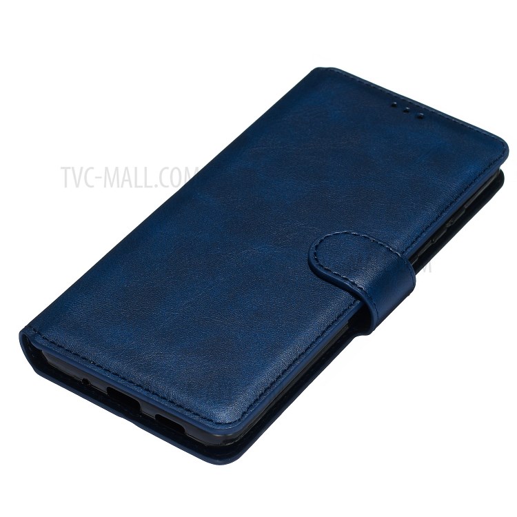 Solid Color Flip Leather Wallet Phone Cover for Samsung Galaxy S20 Plus - Dark Blue-3