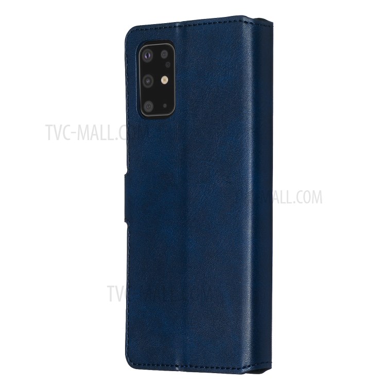 Solid Color Flip Leather Wallet Phone Cover for Samsung Galaxy S20 Plus - Dark Blue-6