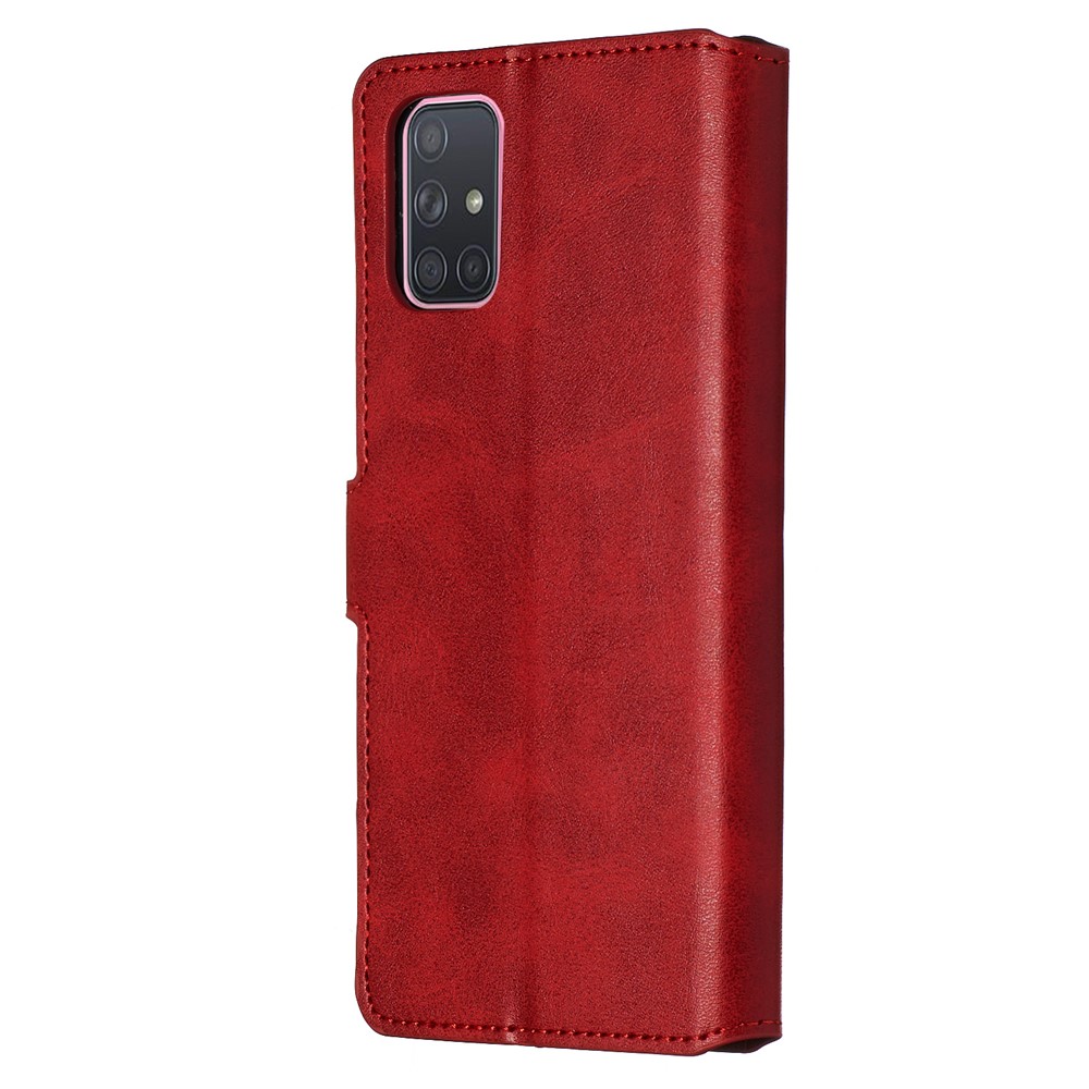 Solid Color Flip Leather Wallet Phone Case for Samsung Galaxy A71 A715 - Red-6