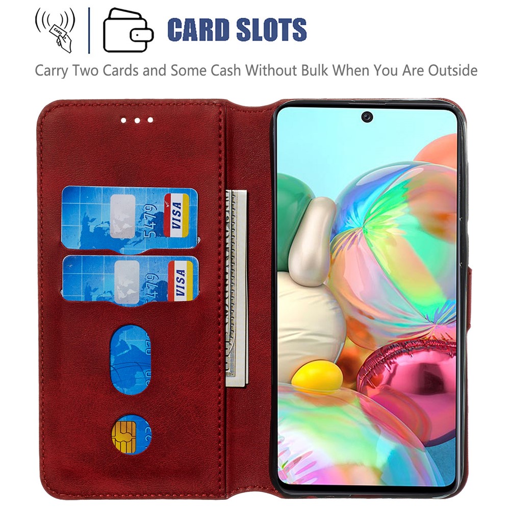 Solid Color Flip Leather Wallet Phone Case for Samsung Galaxy A71 A715 - Red-7