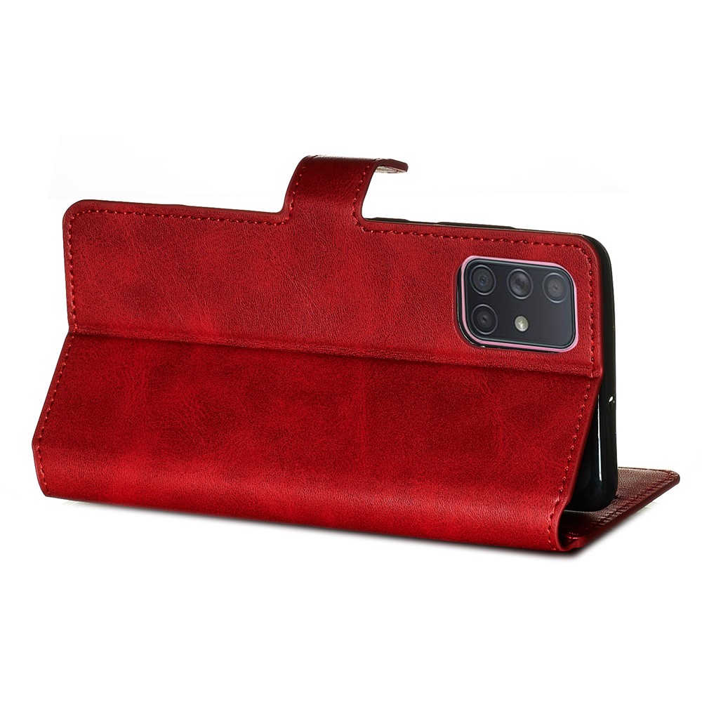 Solid Color Flip Leather Wallet Phone Case for Samsung Galaxy A71 A715 - Red-8