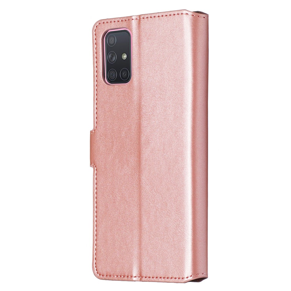 Solid Color Flip Leather Wallet Phone Case for Samsung Galaxy A71 A715 - Rose Gold-6