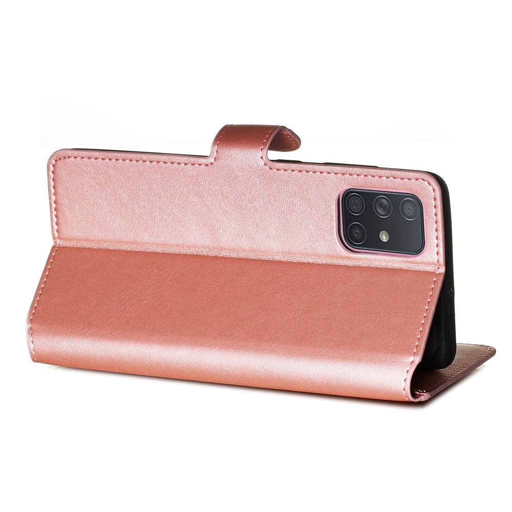 Solid Color Flip Leather Wallet Phone Case for Samsung Galaxy A71 A715 - Rose Gold-8