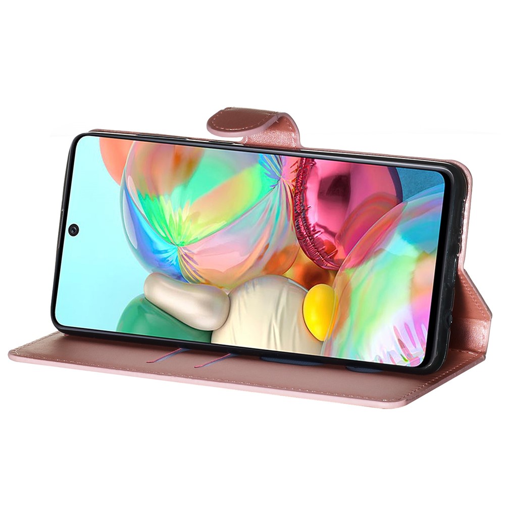 Solid Color Flip Leather Wallet Phone Case for Samsung Galaxy A71 A715 - Rose Gold-9