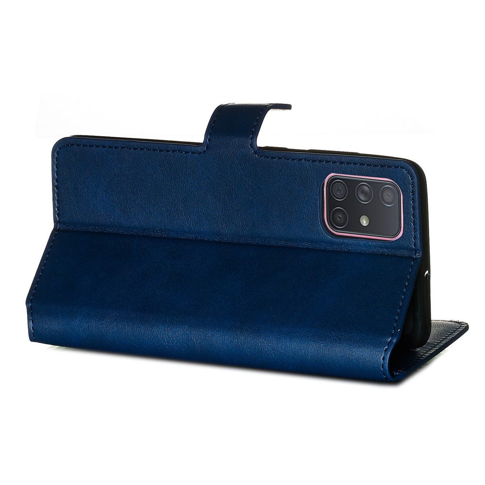 Solid Color Flip Leather Wallet Phone Case for Samsung Galaxy A71 A715 - Dark Blue-8