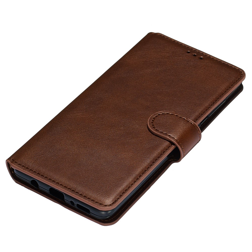 Solid Color Flip Leather Wallet Phone Case for Samsung Galaxy A71 A715 - Brown-3
