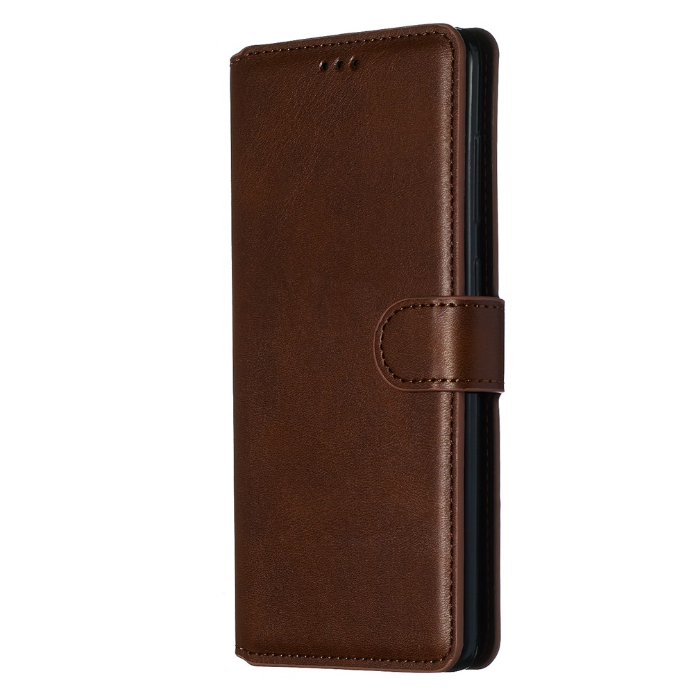 Solid Color Flip Leather Wallet Phone Case for Samsung Galaxy A71 A715 - Brown-5