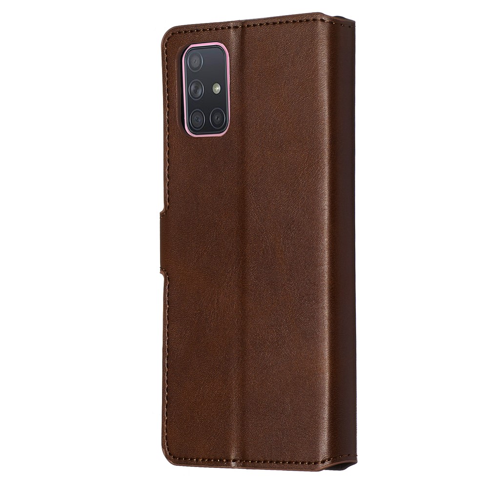Solid Color Flip Leather Wallet Phone Case for Samsung Galaxy A71 A715 - Brown-6
