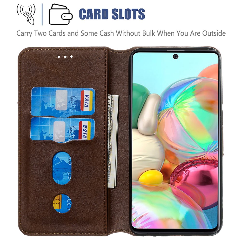 Solid Color Flip Leather Wallet Phone Case for Samsung Galaxy A71 A715 - Brown-7