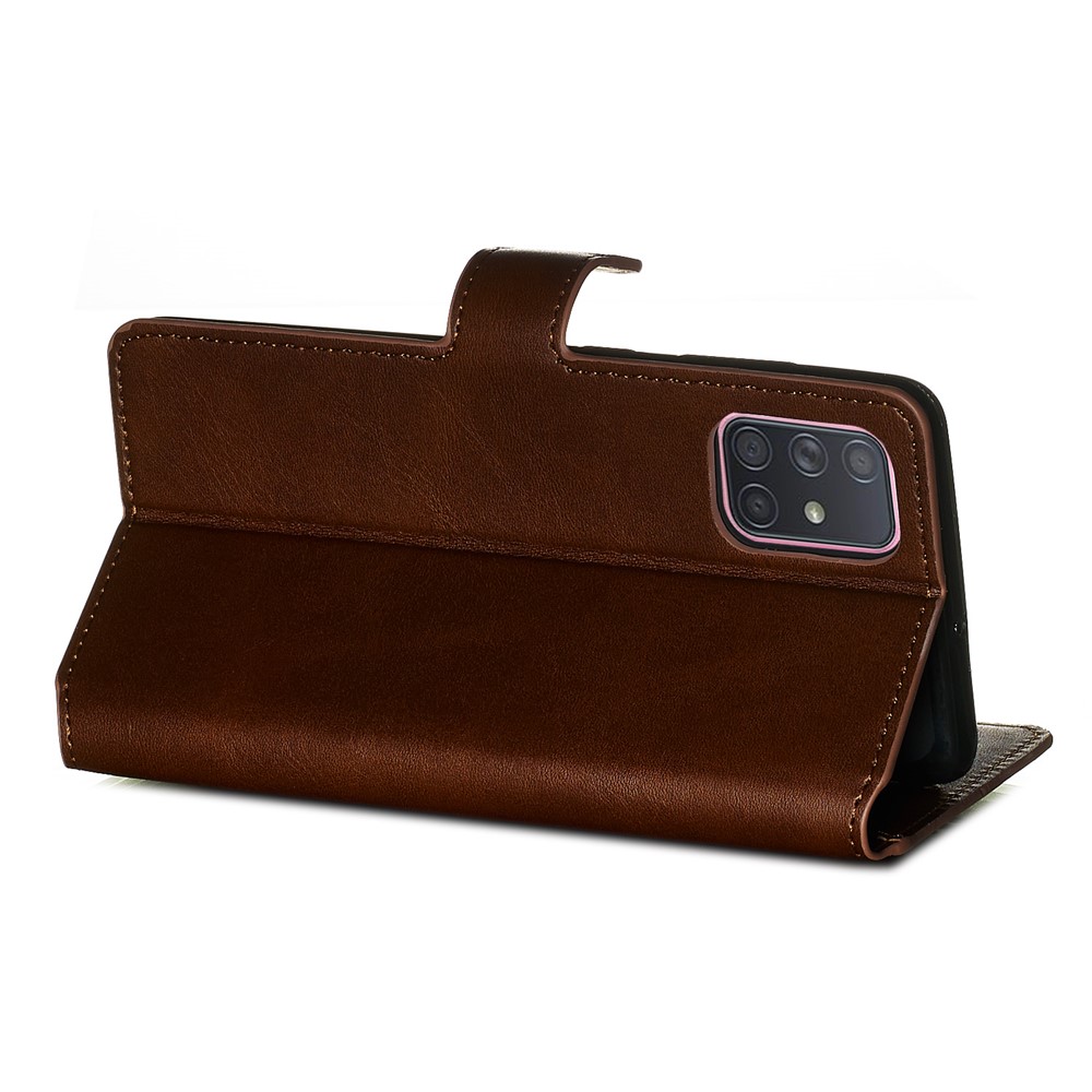Solid Color Flip Leather Wallet Phone Case for Samsung Galaxy A71 A715 - Brown-8