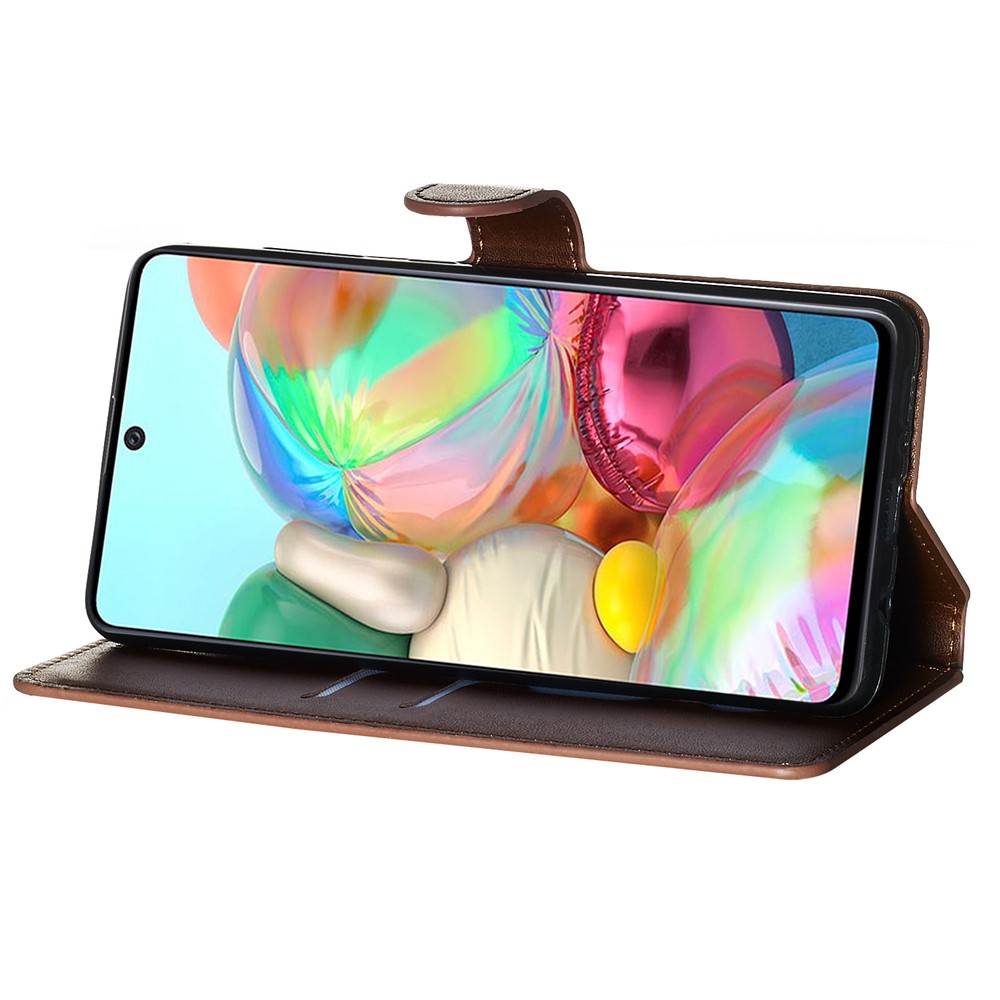 Solid Color Flip Leather Wallet Phone Case for Samsung Galaxy A71 A715 - Brown-9