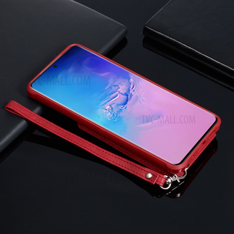 Imprint Sunflower PU Leather Coated TPU Phone Case for Samsung Galaxy S20 Ultra/S11 Plus - Red-11