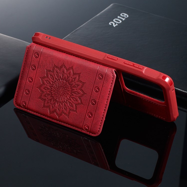 Imprint Sunflower PU Leather Coated TPU Phone Case for Samsung Galaxy S20 Ultra/S11 Plus - Red-16