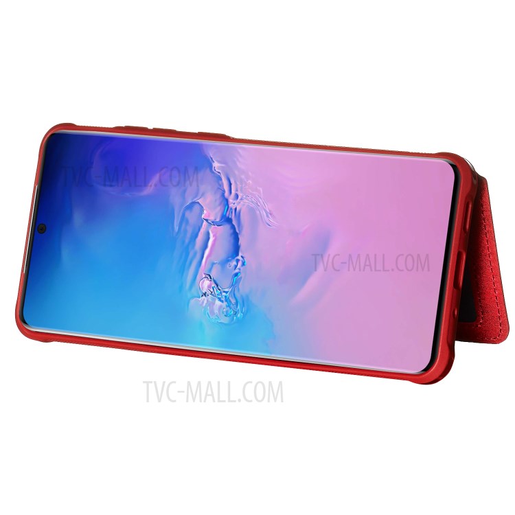 Imprint Sunflower PU Leather Coated TPU Phone Case for Samsung Galaxy S20 Ultra - Red-6