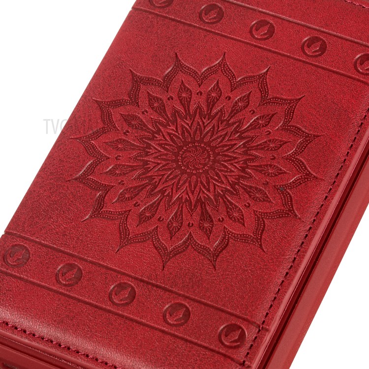 Imprint Sunflower PU Leather Coated TPU Phone Case for Samsung Galaxy S20 Ultra/S11 Plus - Red-7