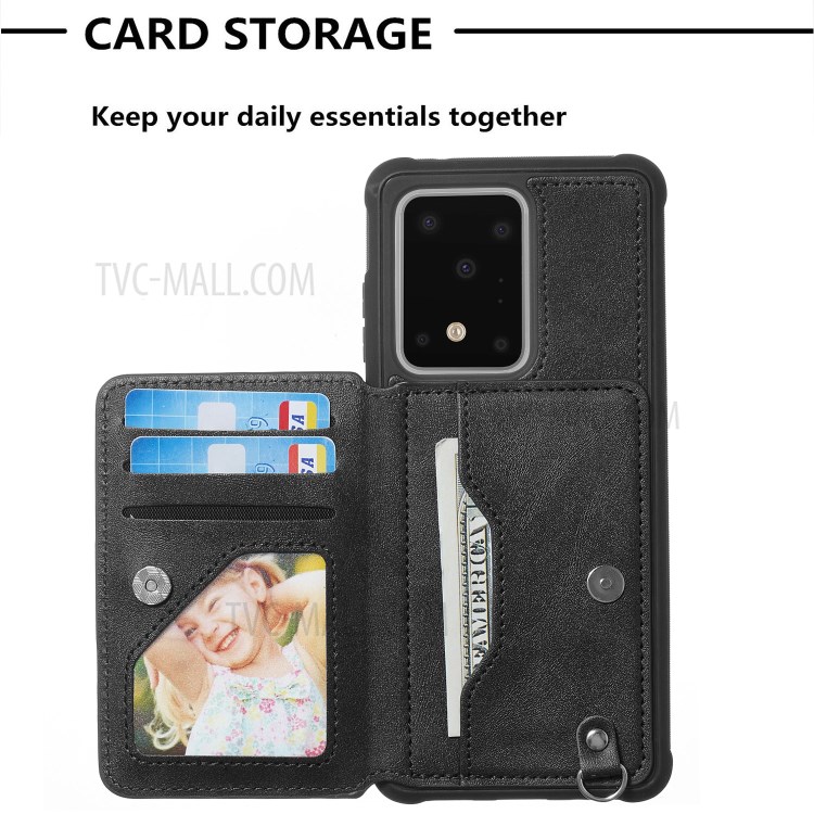 Imprint Sunflower PU Leather Coated TPU Phone Case for Samsung Galaxy S20 Ultra - Black-4