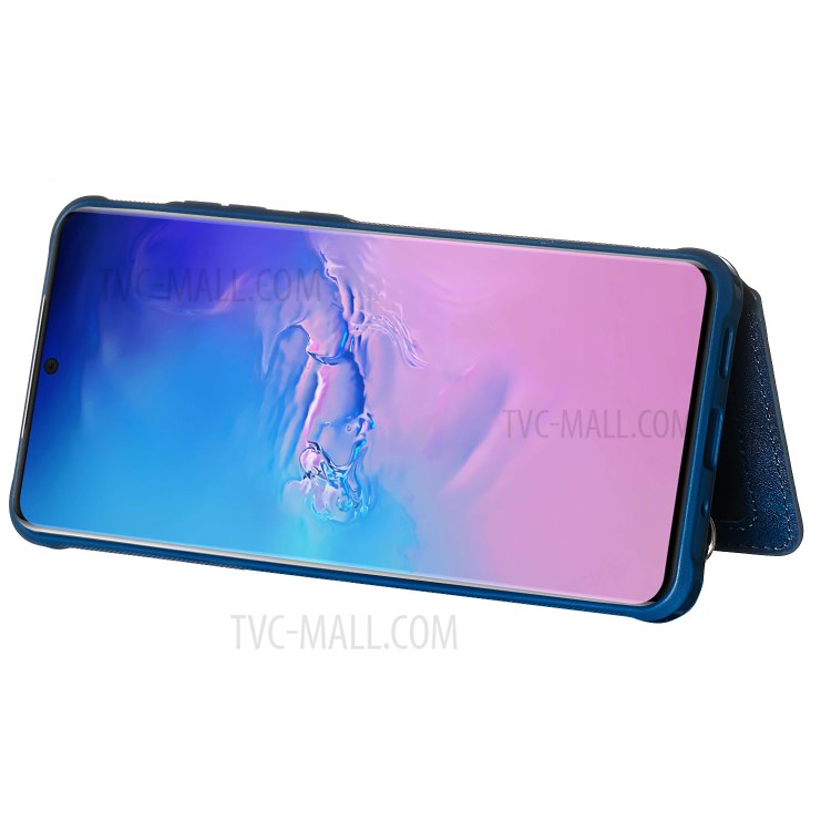 Imprint Sunflower PU Leather Coated TPU Phone Case for Samsung Galaxy S20 Ultra - Blue-6