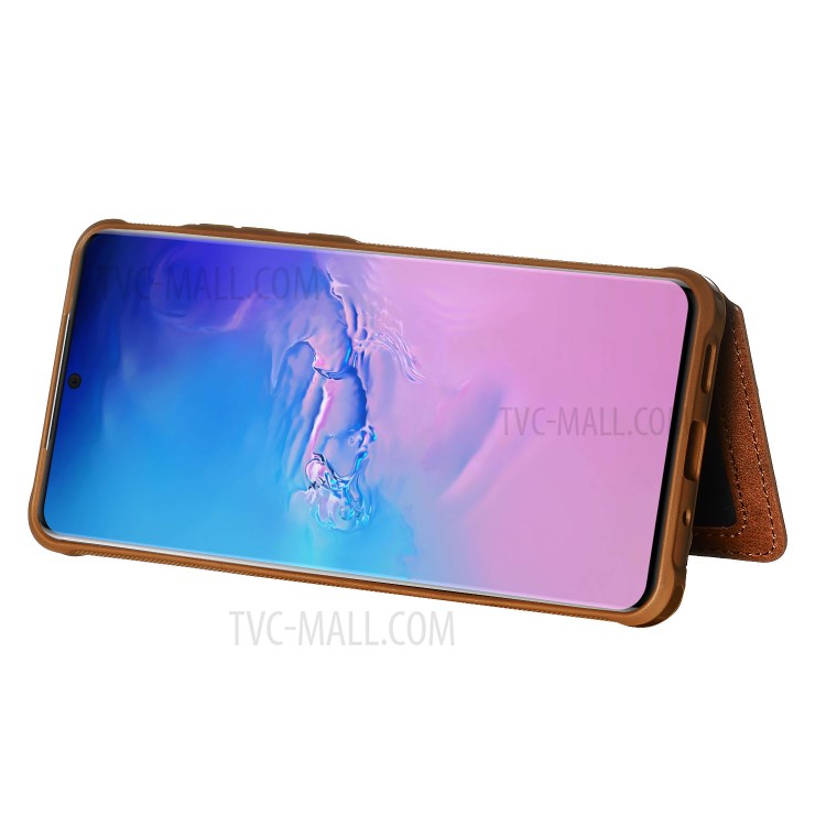 Imprint Sunflower PU Leather Coated TPU Phone Case for Samsung Galaxy S20 Ultra - Coffee-6