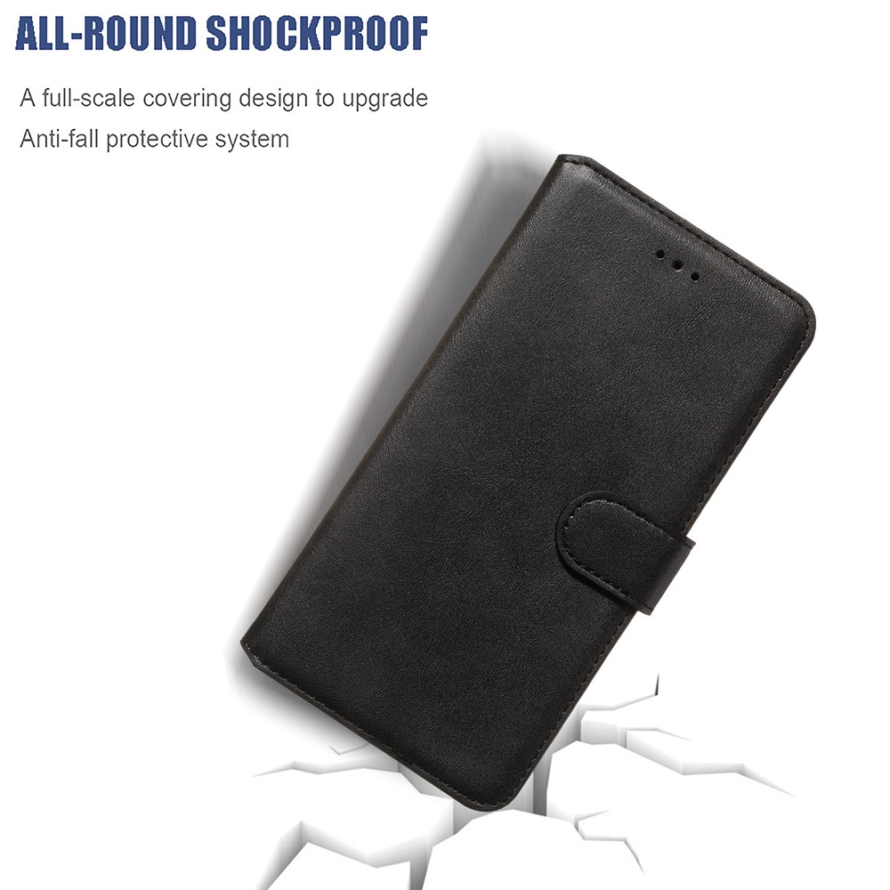 Coque de Protection de Téléphone en Cuir de Portefeuille Classique Pour Samsung Galaxy A51 - le Noir