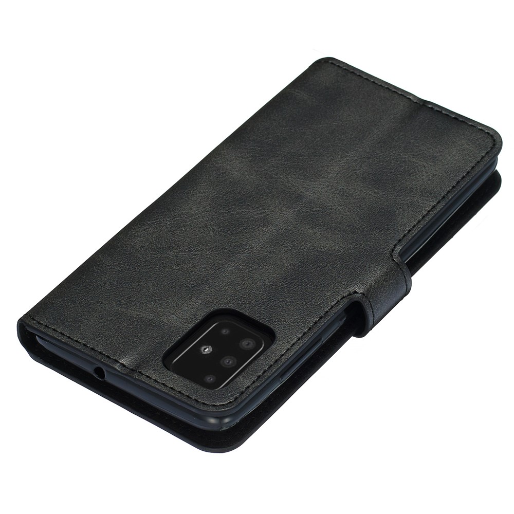 Classic Wallet Leather Stand Telefone Protetive Shell Para Samsung Galaxy A51 - Preto