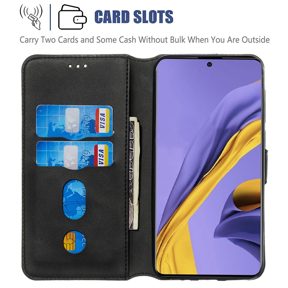 Classic Wallet Leather Stand Protective Shell Для Samsung Galaxy A51 - Черный