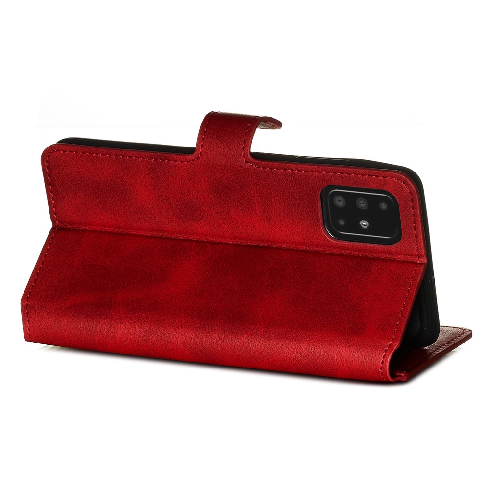 Classic Wallet Leather Stand Phone Protective Shell for Samsung Galaxy A51 - Red-8