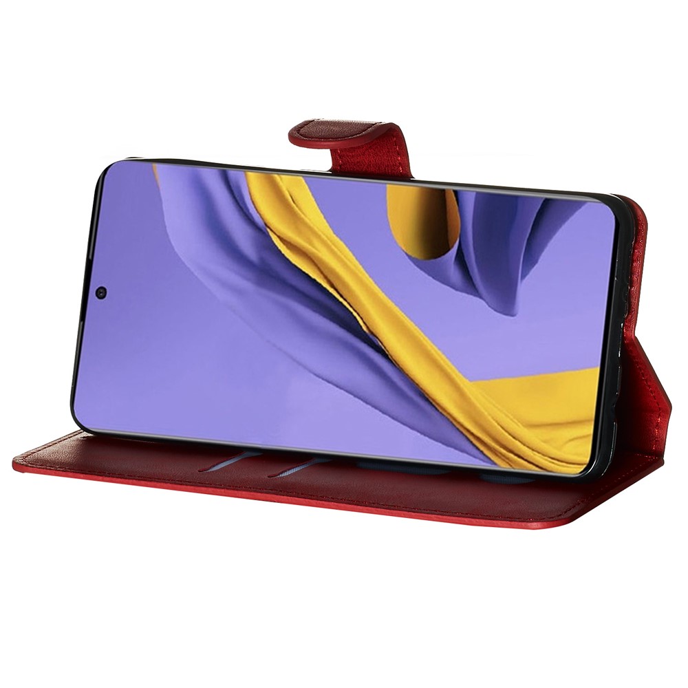 Classic Wallet Leather Stand Phone Protective Shell for Samsung Galaxy A51 - Red-9