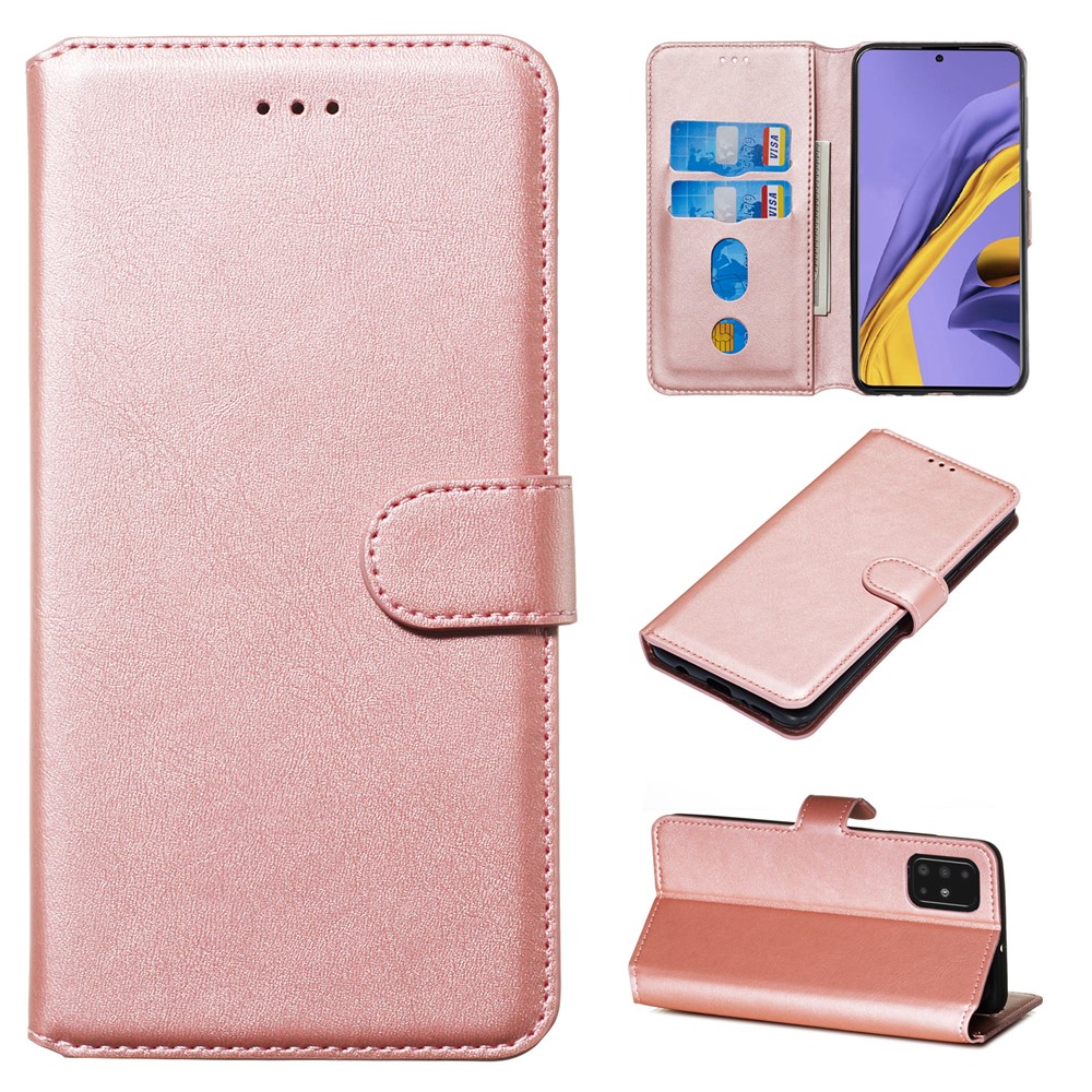 Classic Wallet Leather Stand Phone Protective Shell for Samsung Galaxy A51 - Rose Gold-1