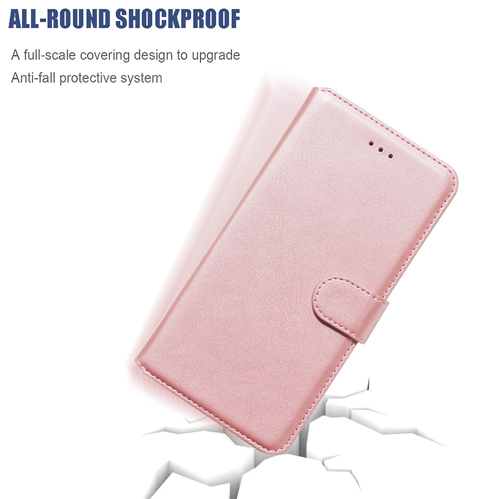 Classic Wallet Leather Stand Phone Protective Shell for Samsung Galaxy A51 - Rose Gold-12