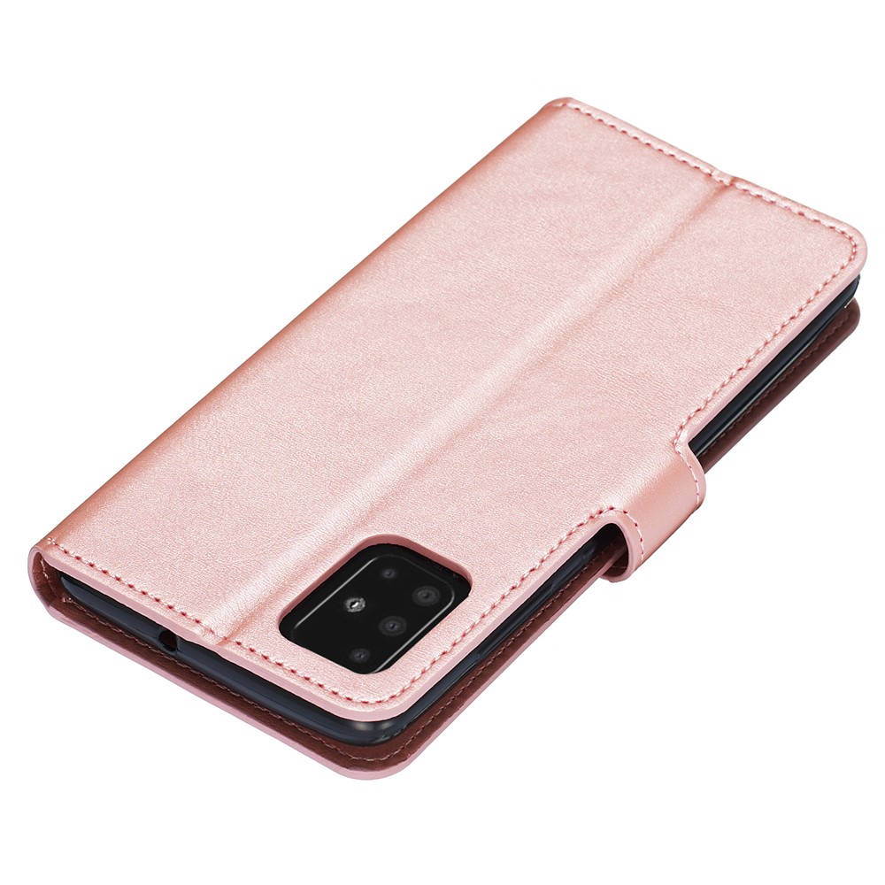 Classic Wallet Leather Stand Phone Protective Shell for Samsung Galaxy A51 - Rose Gold-4