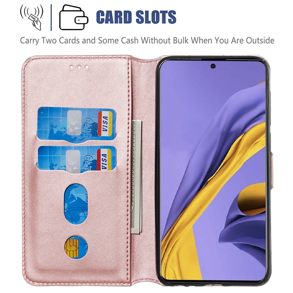 Classic Wallet Leather Stand Phone Protective Shell for Samsung Galaxy A51 - Rose Gold-7