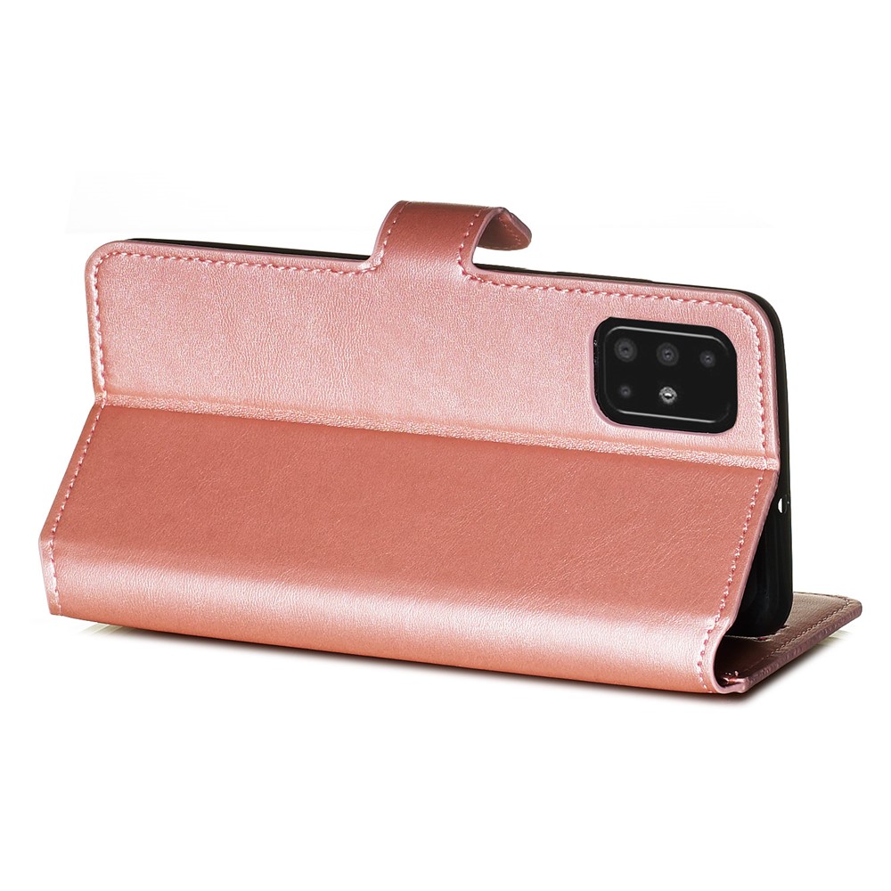 Classic Wallet Leather Stand Phone Protective Shell for Samsung Galaxy A51 - Rose Gold-8