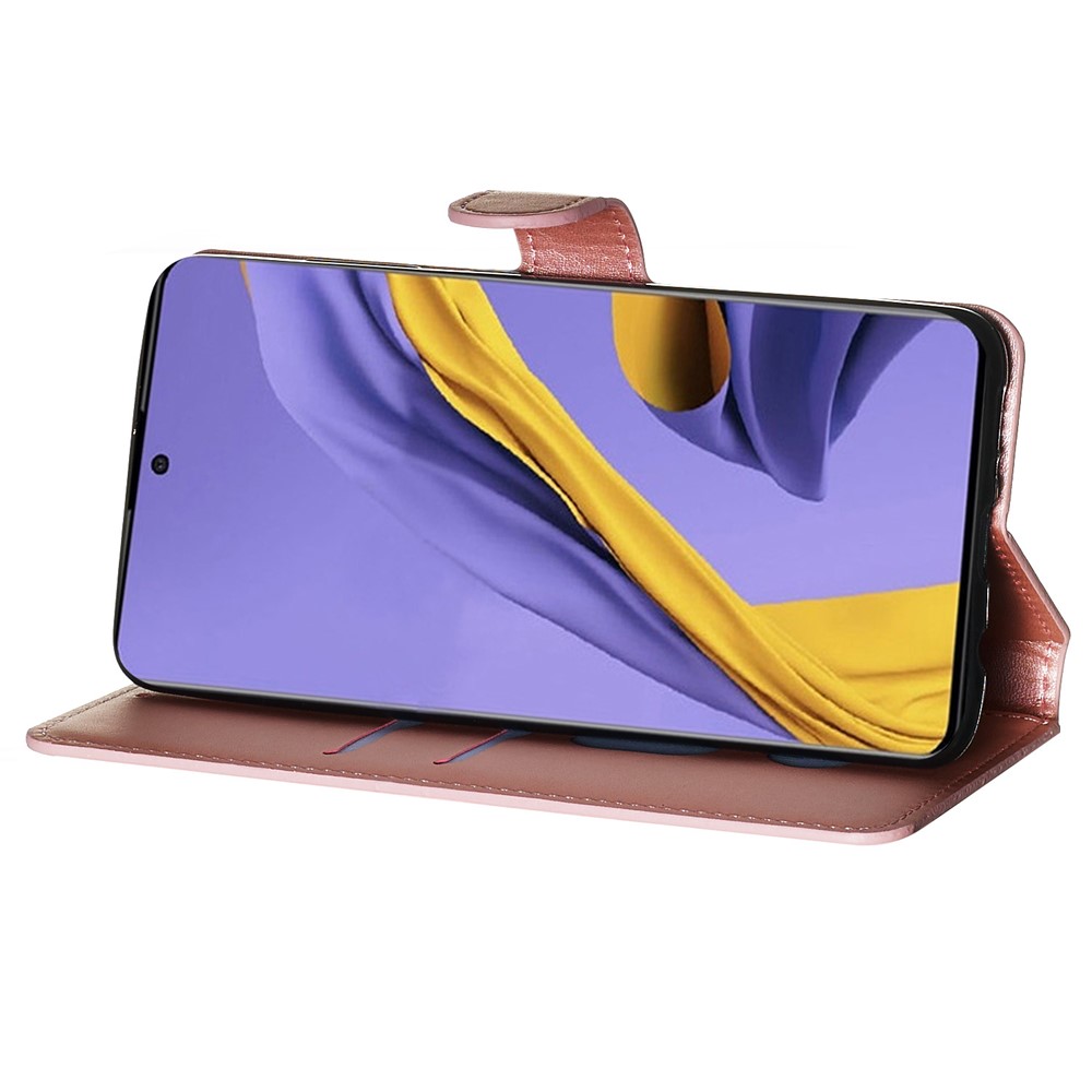 Classic Wallet Leather Stand Phone Protective Shell for Samsung Galaxy A51 - Rose Gold-9