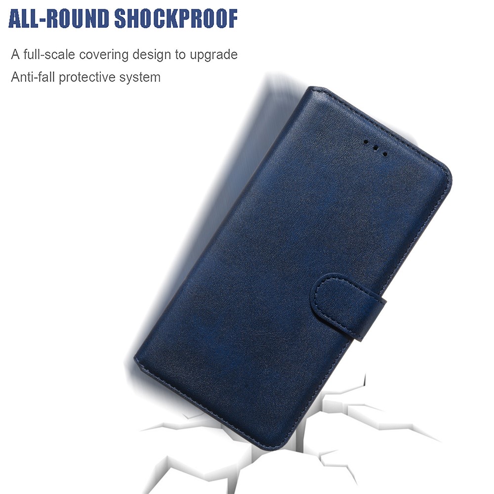 Classic Wallet in Cuoio Con Guscio di Protezione Del Telefono Per Samsung Galaxy A51 - Blu-12