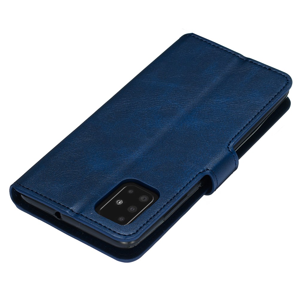 Classic Wallet Leather Stand Phone Protective Shell for Samsung Galaxy A51 - Blue-4