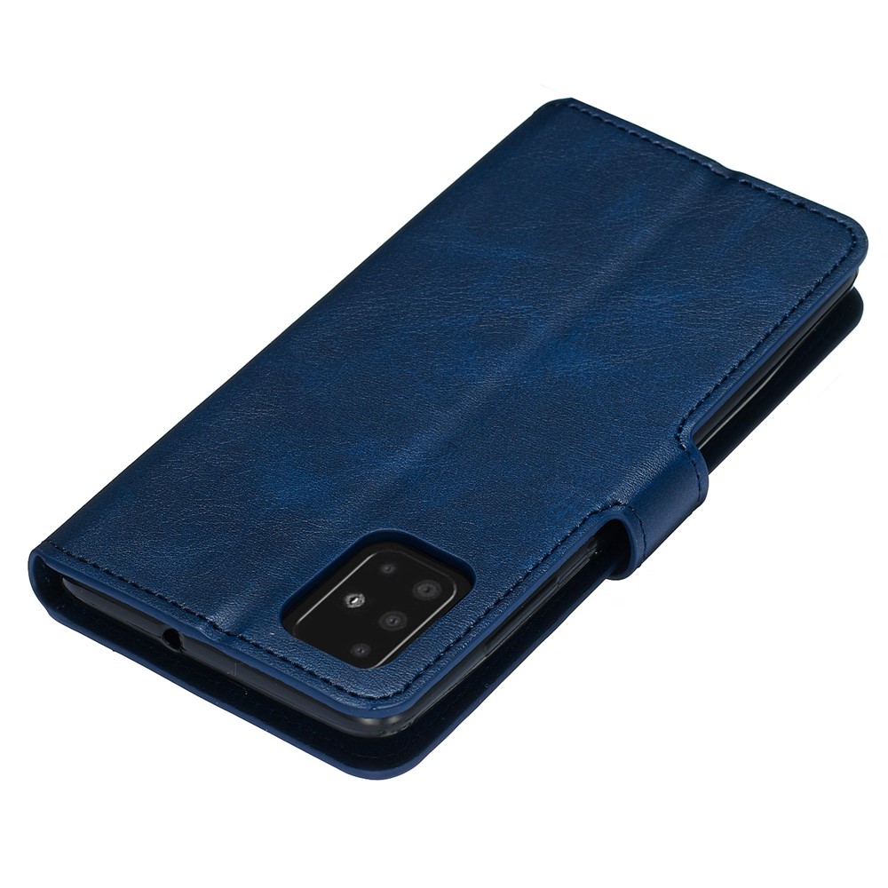 Classic Wallet in Cuoio Con Guscio di Protezione Del Telefono Per Samsung Galaxy A51 - Blu-4