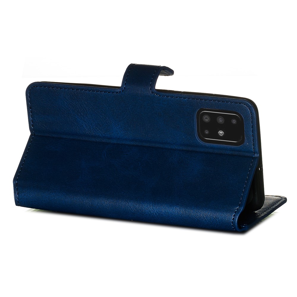 Classic Wallet Leather Stand Phone Protective Shell for Samsung Galaxy A51 - Blue-8