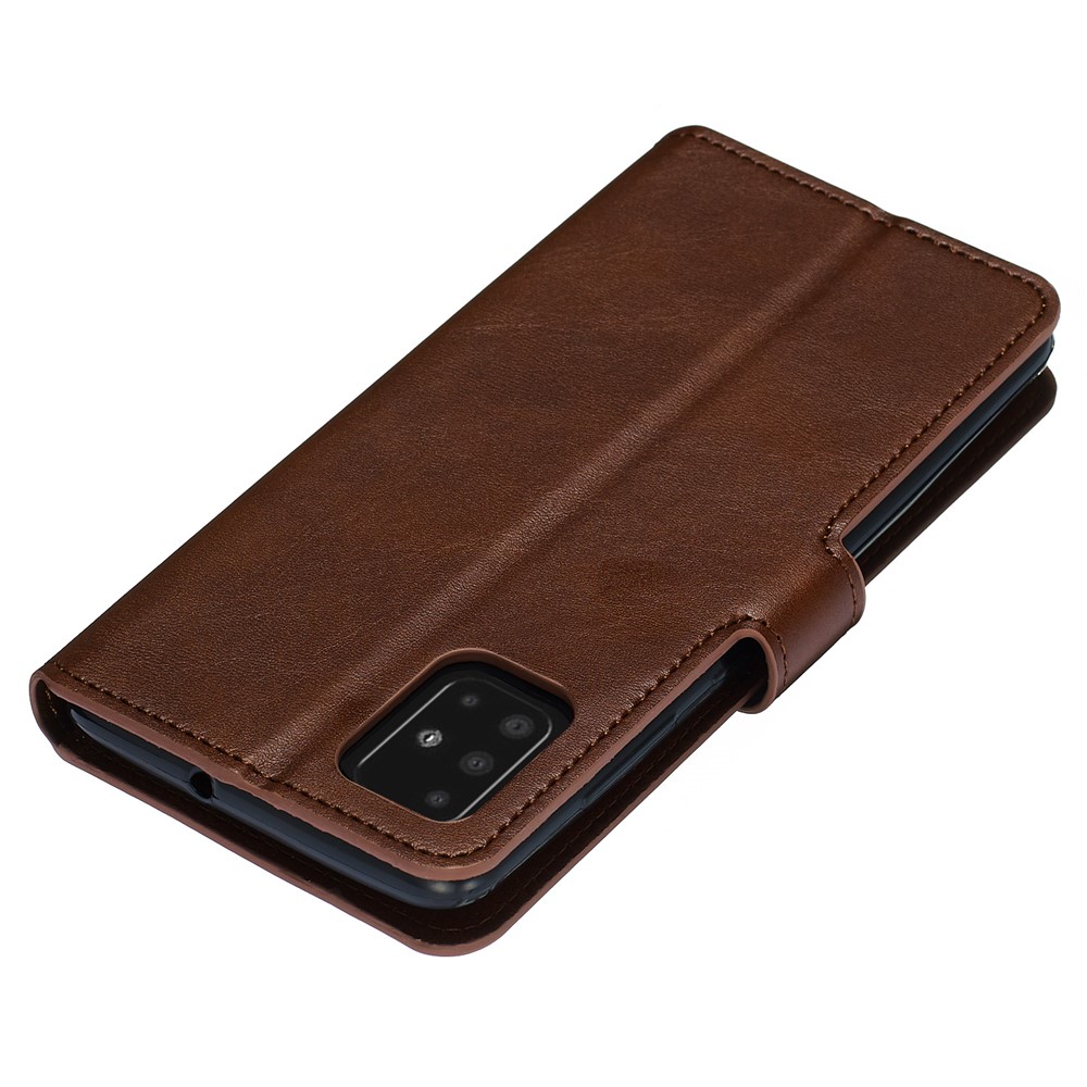 Classic Wallet Leather Stand Phone Protective Shell for Samsung Galaxy A51 - Brown-4