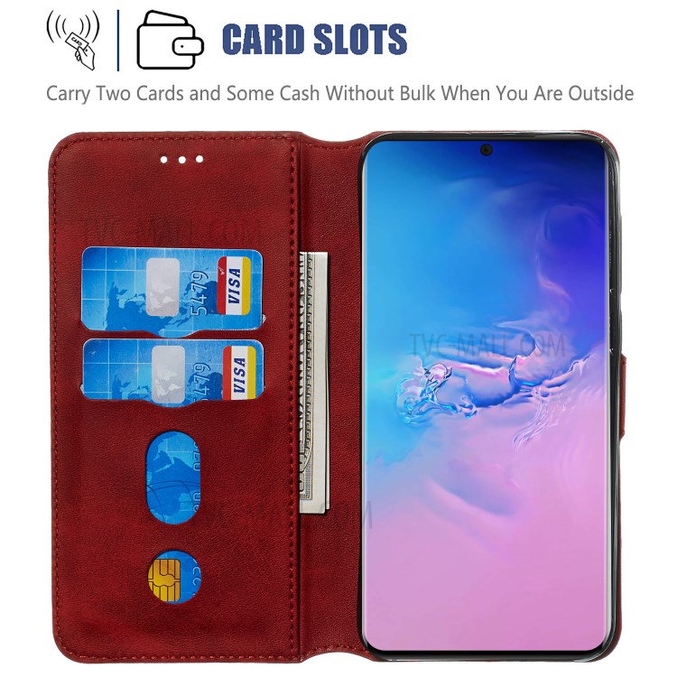 Couleur Unie Boîtier De Téléphone Porte-monnaie En Cuir Flip Classique Pour Samsung Galaxy S S20 Ultra / S11, Plus - Rouge-7