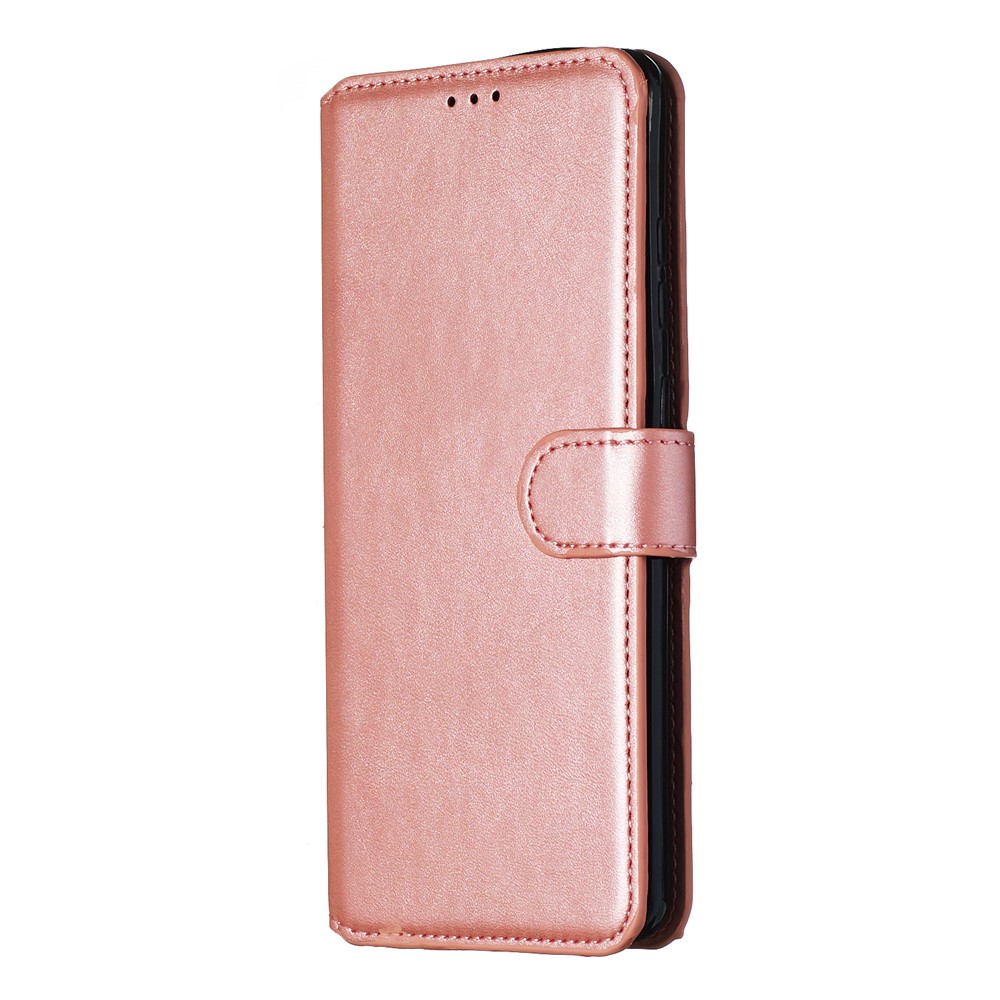 Solid Color Classic Flip Leather Wallet Phone Casing for Samsung Galaxy S20 Ultra - Rose Gold-5