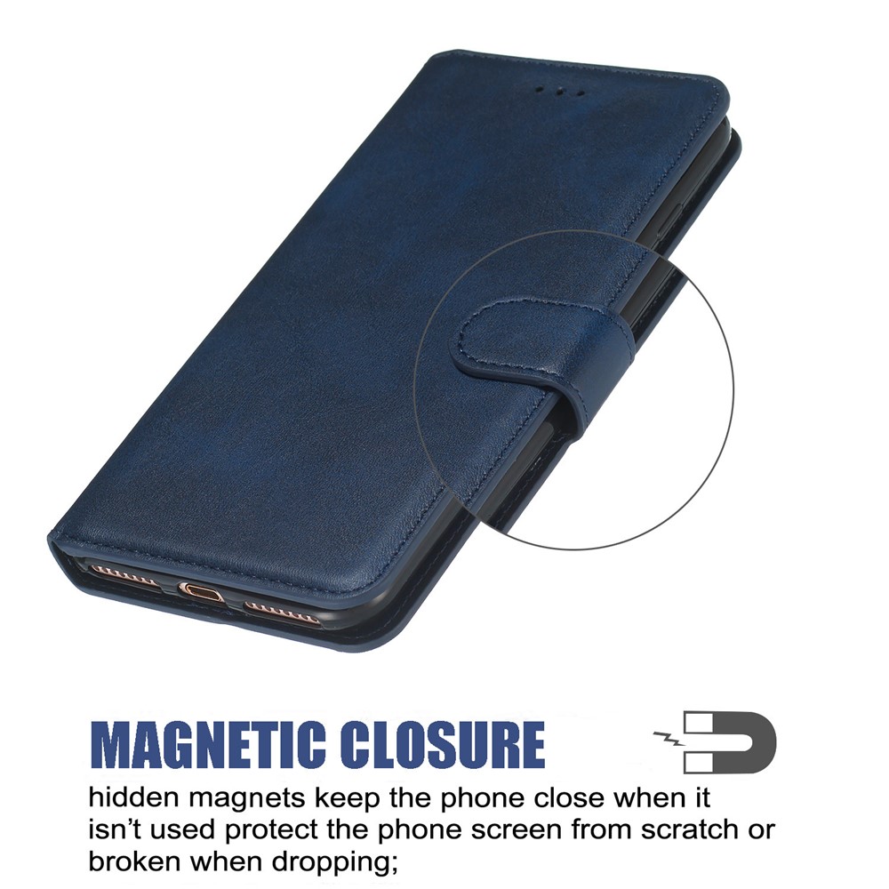 Solid Color Classic Flip Leather Wallet Phone Casing for Samsung Galaxy S20 Ultra - Blue-11