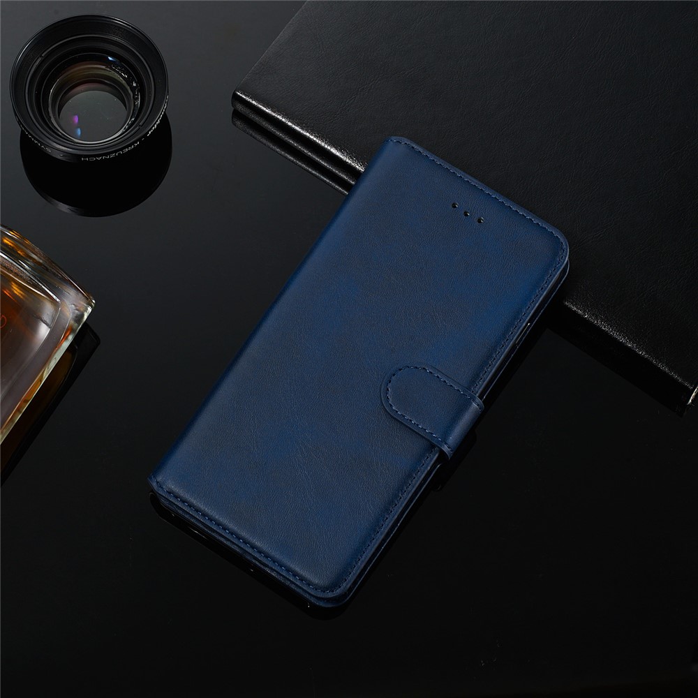 Solid Color Classic Flip Leather Wallet Phone Casing for Samsung Galaxy S20 Ultra - Blue-13