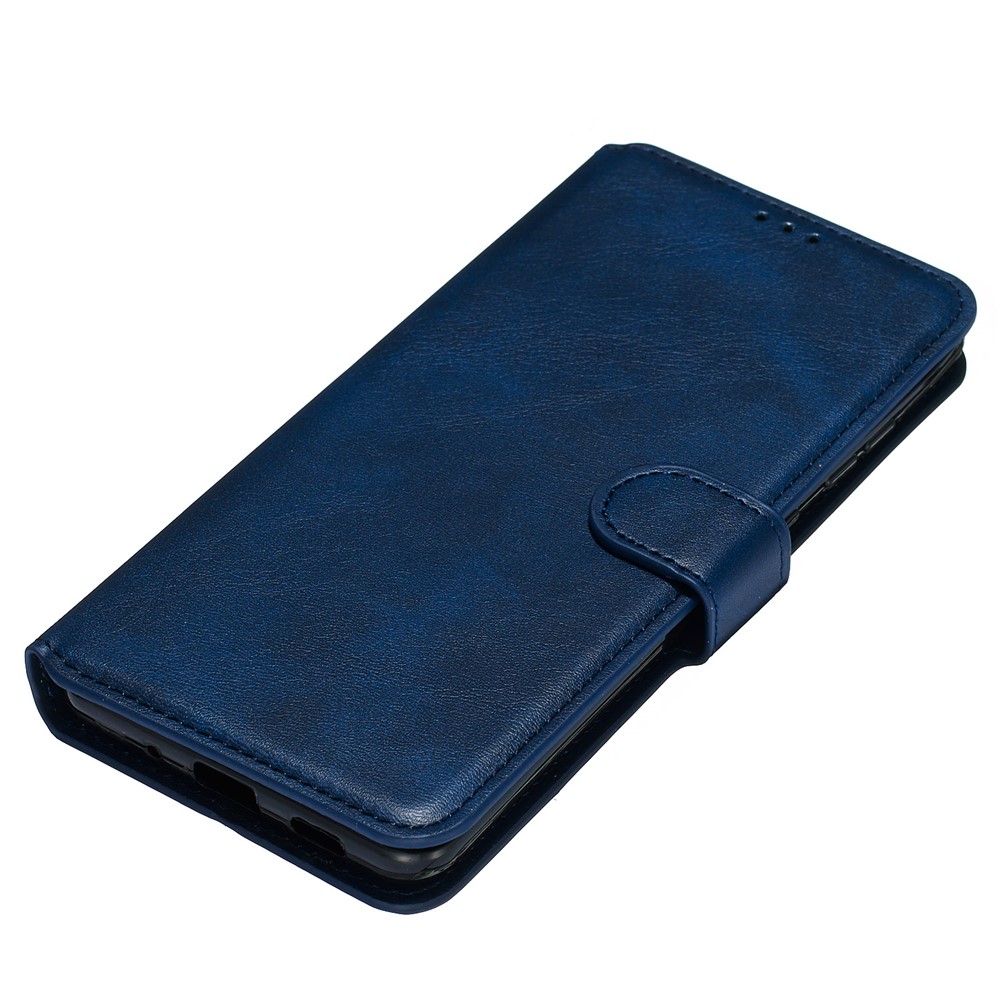 Solid Color Classic Flip Leather Wallet Phone Casing for Samsung Galaxy S20 Ultra - Blue-3