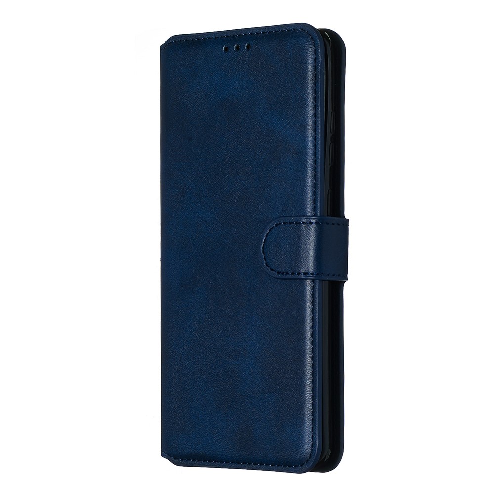 Solid Color Classic Flip Leather Wallet Phone Casing for Samsung Galaxy S20 Ultra - Blue-5