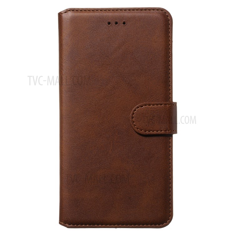 Solid Color Classic Flip Leather Wallet Phone Casing for Samsung Galaxy S20 Ultra - Brown-2