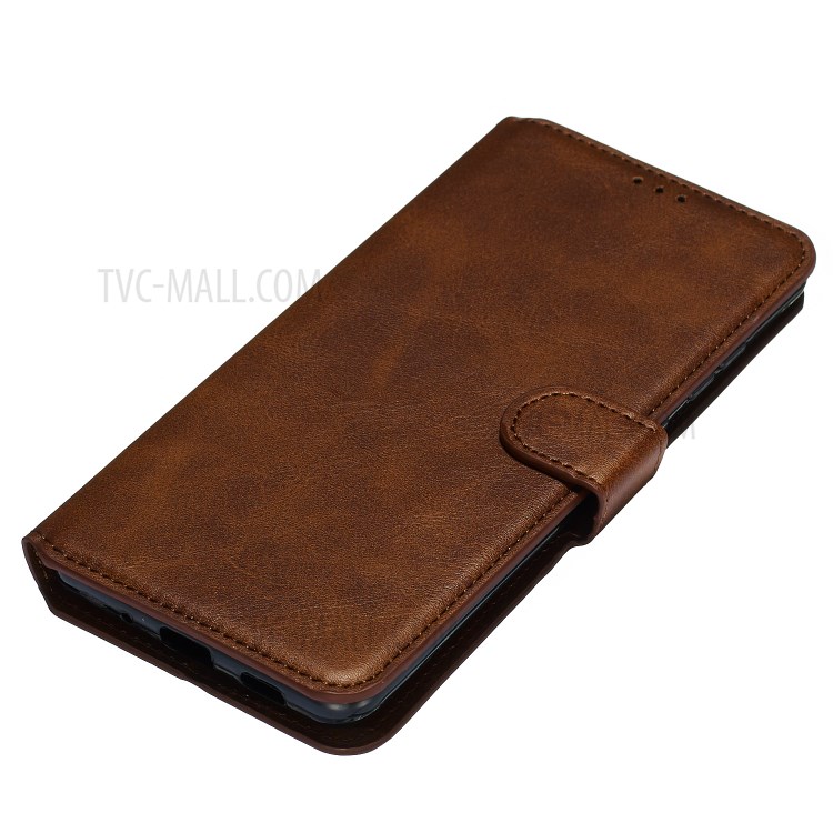Solid Color Classic Flip Leather Wallet Phone Casing for Samsung Galaxy S20 Ultra - Brown-3