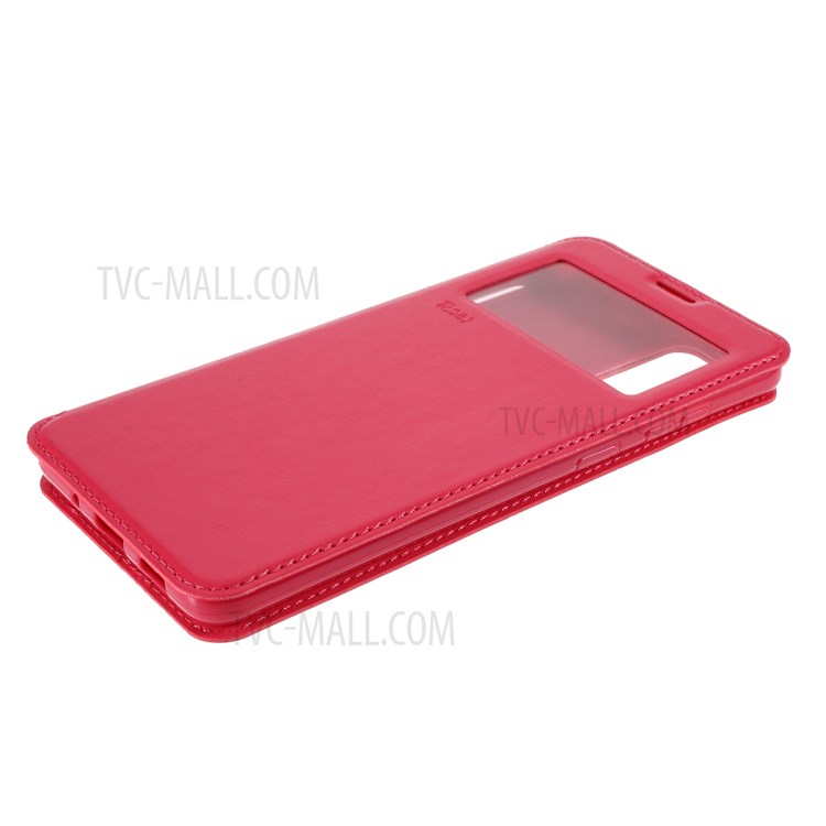ROAR Noble View Window Leather Cell Phone Case with Stand for Samsung Galaxy S20 Plus - Red-4