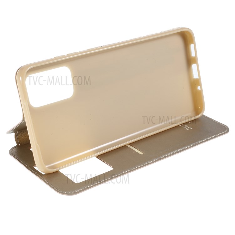 ROAR Noble View Window Leather Cell Phone Case with Stand for Samsung Galaxy S20 Plus - Gold-6
