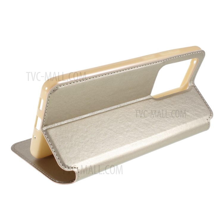 ROAR Noble View Window Stand Leather Cell Phone Cover for Samsung Galaxy S20 Ultra - Gold-5